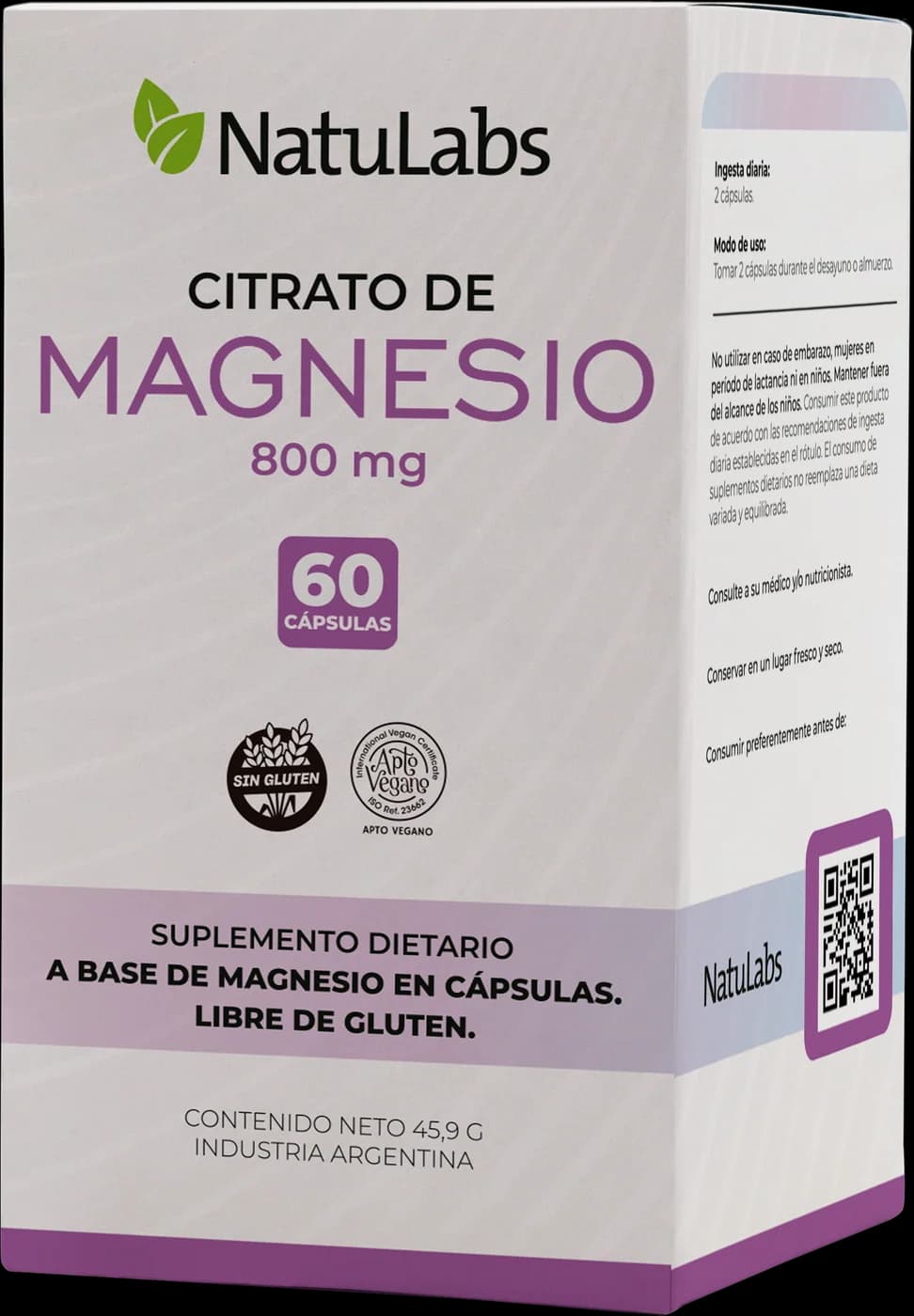 Citrato de magnesio NatuLabs, caja en perspectiva