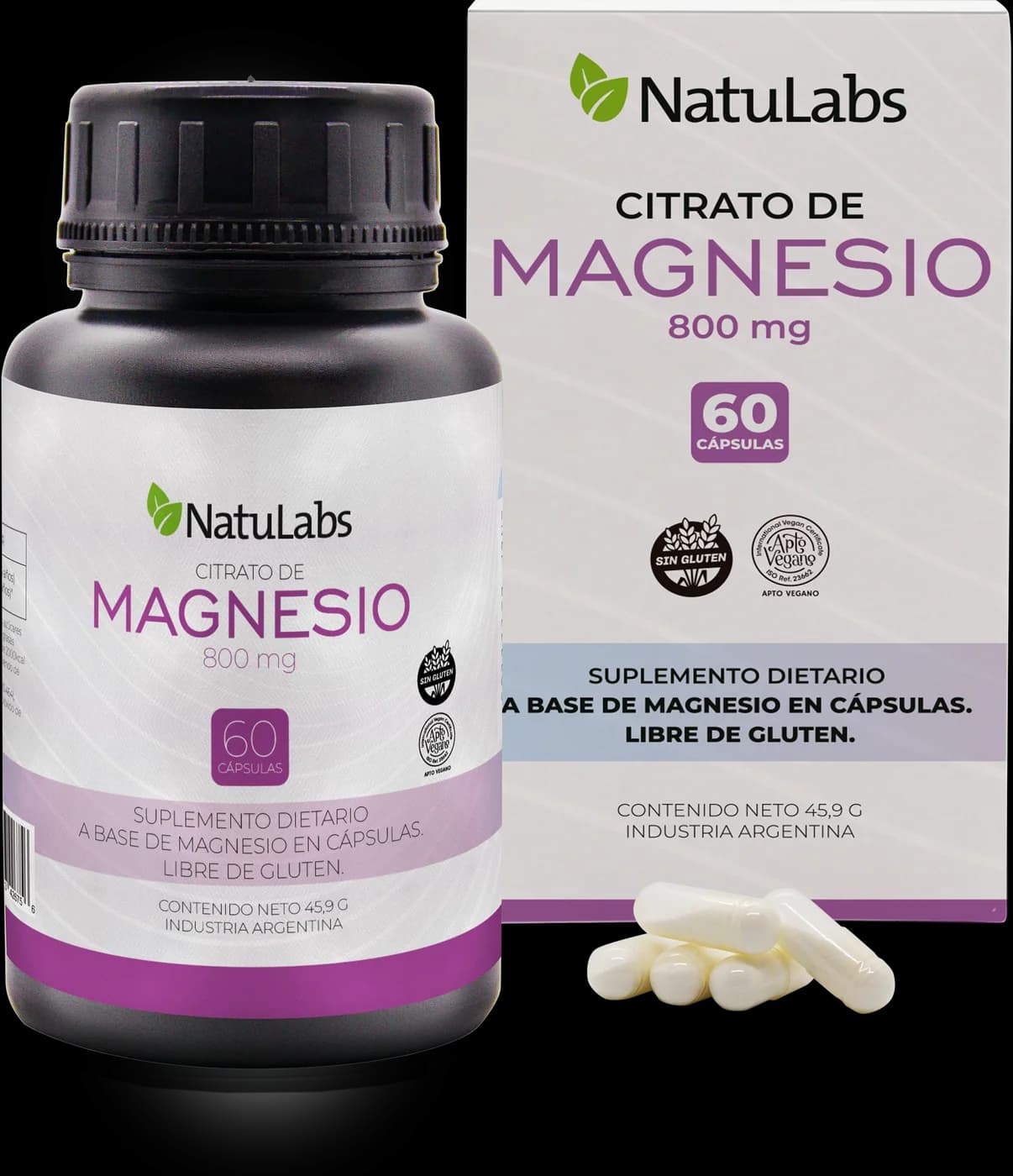 Citrato de magnesio NatuLabs, frasco y caja