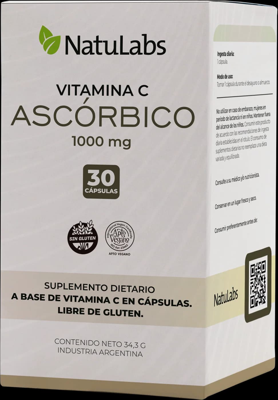 Vitamina C NatuLabs, caja en perspectiva