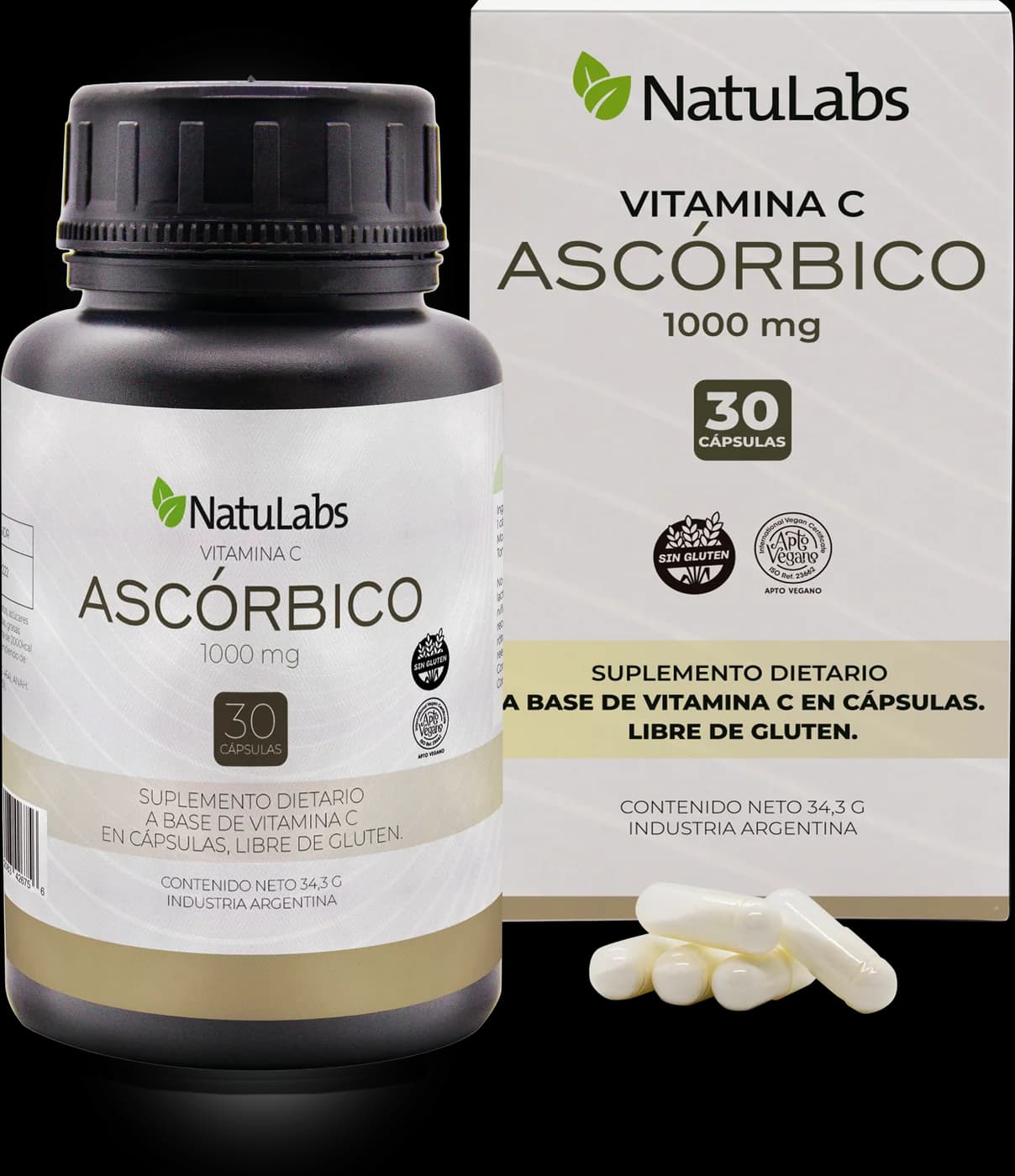 Vitamina C NatuLabs, frasco y caja