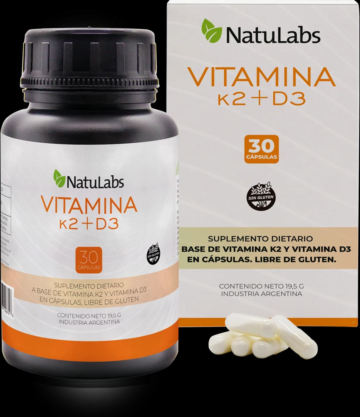 Vitamina K2 + D3 NatuLabs, frasco y caja